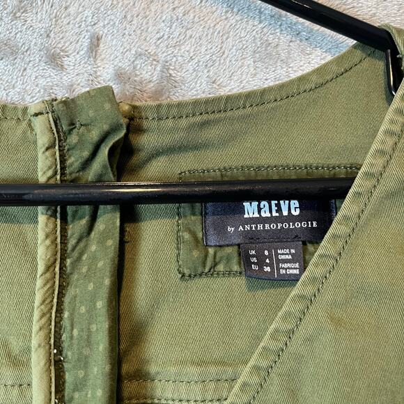 Maeve Utility Cargo Midi‎ Dress Army Green Sz 4 Safari Minimalist Utility Grunge - Picture 3 of 6
